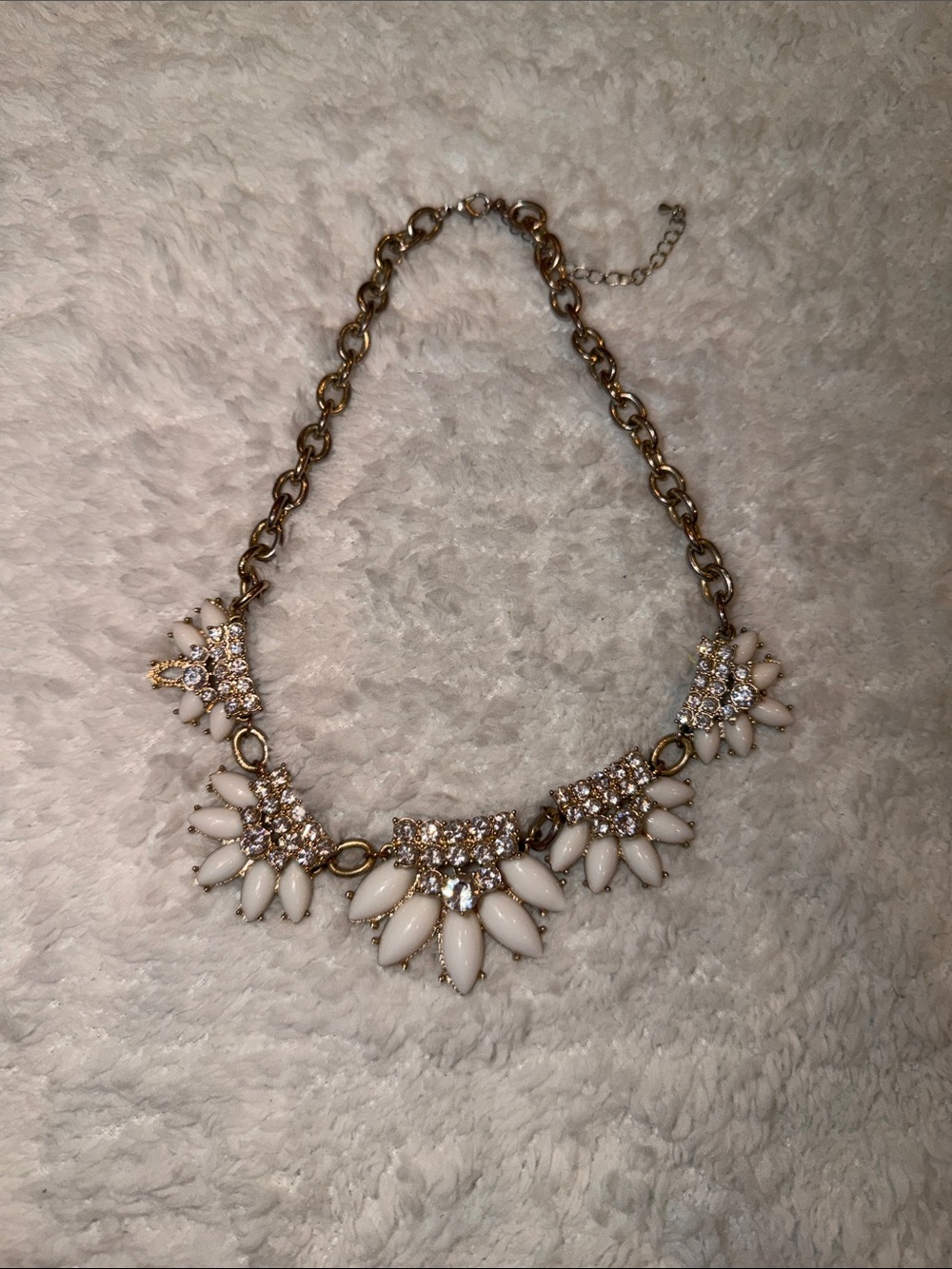 Francesca's Collections Gold and White Floral Cluster Necklace